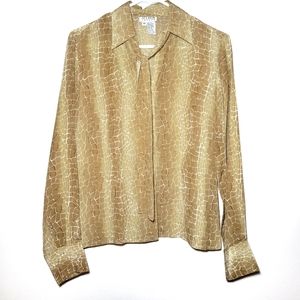 Allison Taylor Vintage Silk Giraffe Print Top